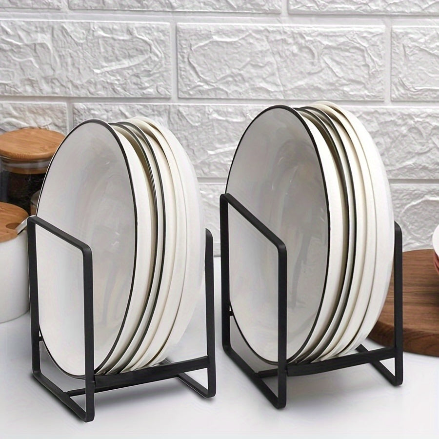 4-Pack Stainless Steel Cabinet Plate Organizer & Dish Rack – Space-Saving Plate Holder, Bowl Organizer & Dish Storage Rack for Kitchen Cabinet and Counter – Durable Kitchen Organizer Set