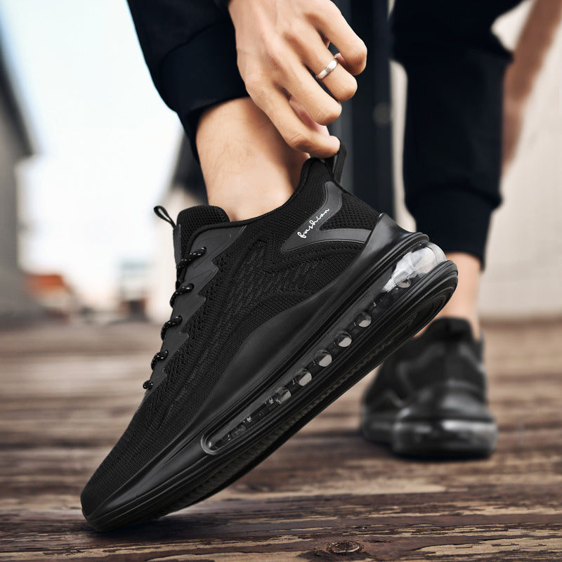 Men's Air Cushion Running Sneakers Lightweight Lace-Up Anti-Slip Shock-Absorbing Breathable Athletic Shoes for Walking Fitness Tennis Travel Sizes US 6.5-13.5 Black Blue White Yellow Red