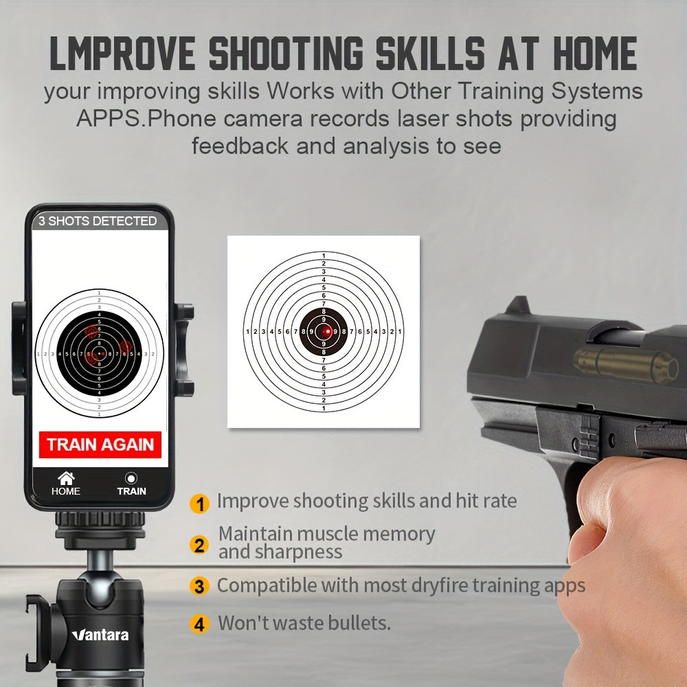 Dry Fire Laser Training Cartridge Multi-Caliber – 9mm / 45ACP / .223Rem Laser Bullet for Dry Fire Training System & Bore Sighter, Durable Copper, Class IIIA 650nm, 9 Batteries Included – Shooting Gift for Men