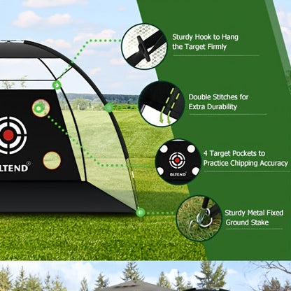 10x7ft Golf Practice Net & Mat Set with Balls, Tees & Carry Bag – Heavy Duty Golf Hitting Net for Backyard, Basement & Indoor Outdoor Use, Golf Training Equipment Gift for Men & Women