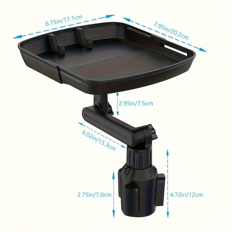 Car Cup Holder Tray 3-in-1 – ABS Adjustable Rotating Bracket, Dual Expandable Base, Phone Holder & Drink Organizer for Most Vehicles | Velora