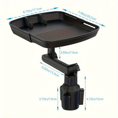 Car Cup Holder Tray 3-in-1 – ABS Adjustable Rotating Bracket, Dual Expandable Base, Phone Holder & Drink Organizer for Most Vehicles | Velora