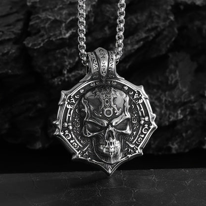 Gothic Skull Pendant Necklace for Women – 316L Stainless Steel, White K Plated, Non-Magnetic, Tarnish-Resistant, Edgy Statement Jewelry for Everyday & Special Occasions