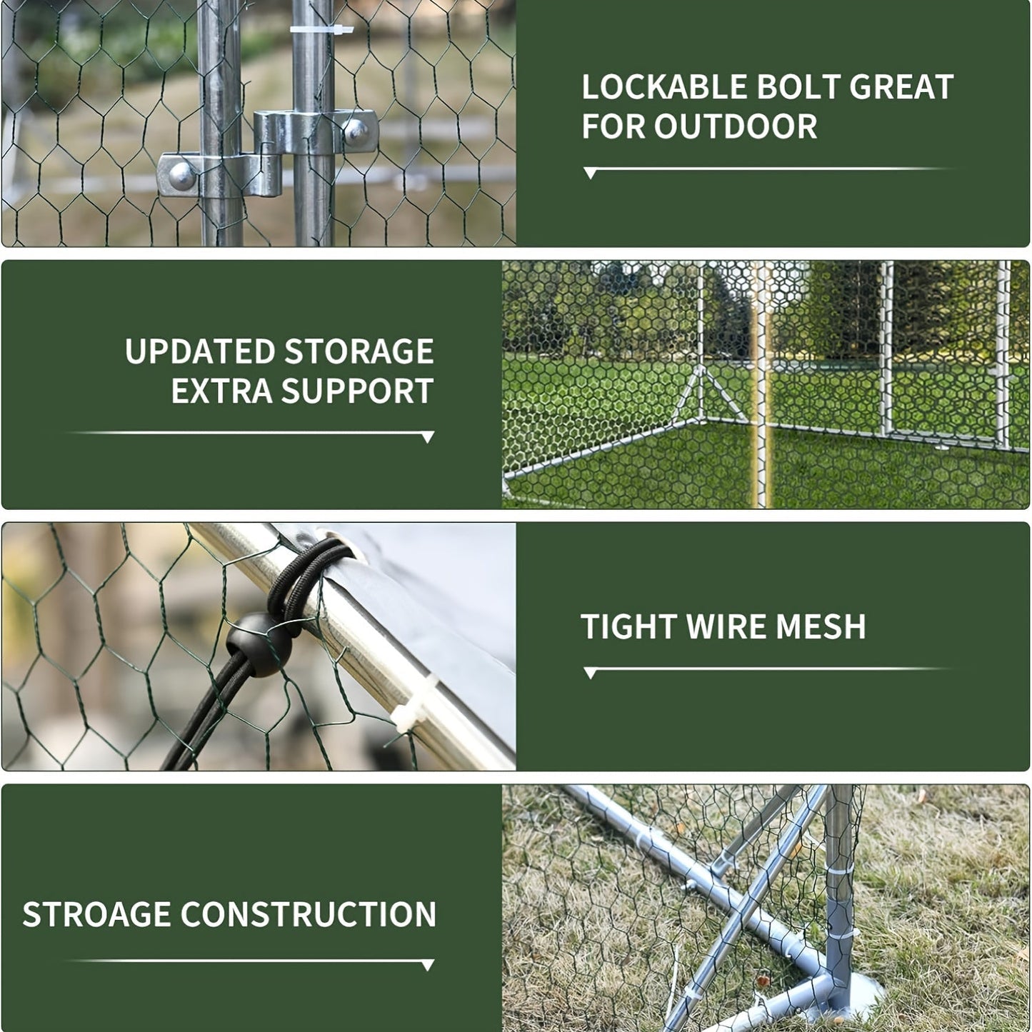 Large Walk-In Metal Chicken Coop Outdoor Hen House with Anti-UV Cover Aluminum Poultry Cage for Backyard Garden – Multiple Roof Styles
