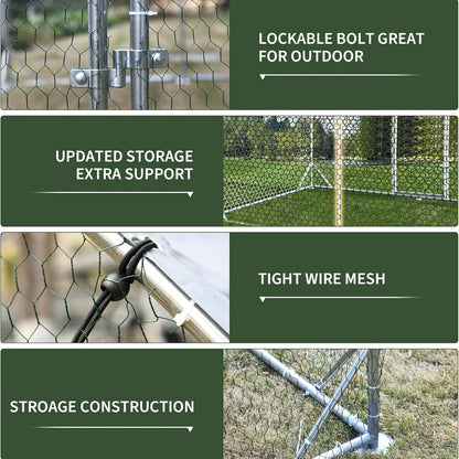 Large Walk-In Metal Chicken Coop Outdoor Hen House with Anti-UV Cover Aluminum Poultry Cage for Backyard Garden – Multiple Roof Styles