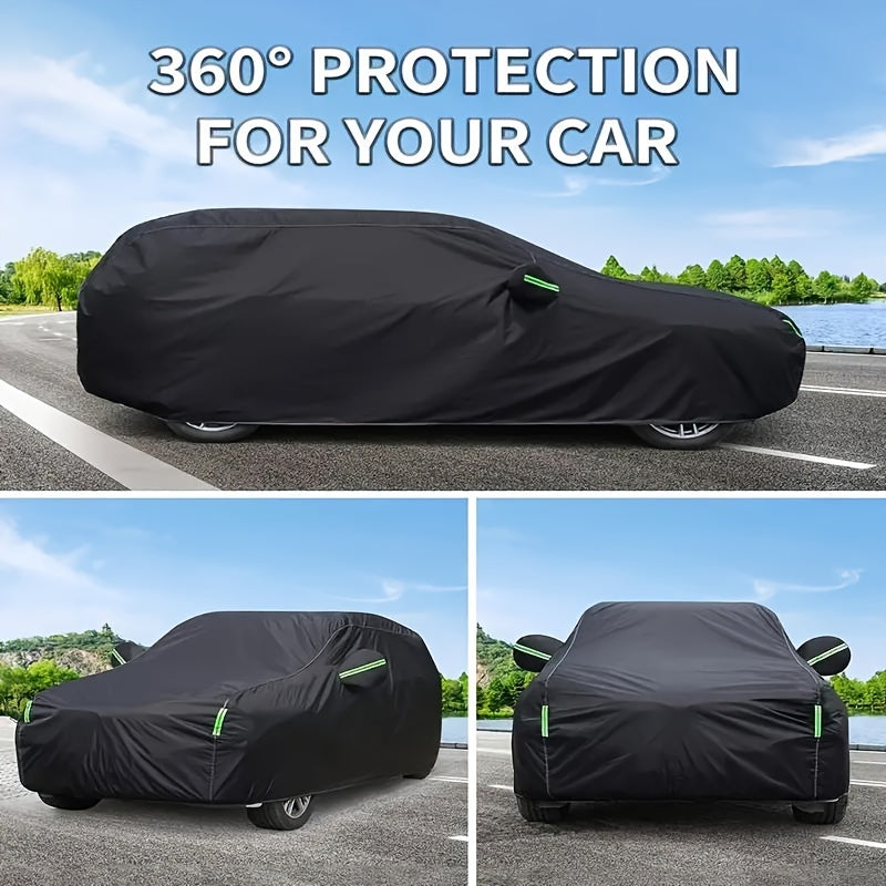 Waterproof Car Cover for Sedan & SUV – All Season UV Protection, Rain, Snow & Dust Shield, Thickened 190T Oxford Cloth, Fits Cars 183–216 Inches, Storage Bag Included – Black