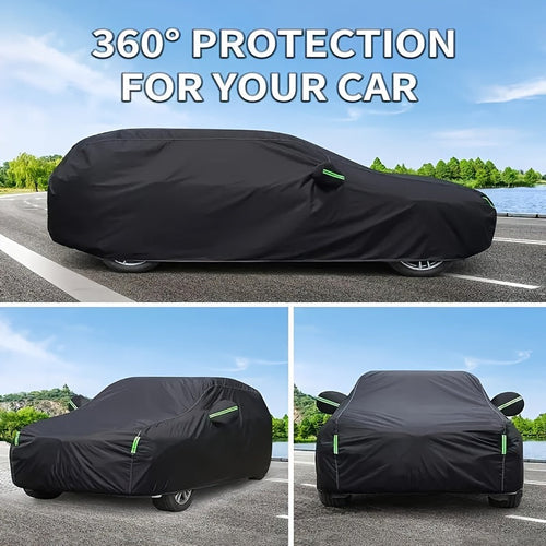 Waterproof Car Cover for Sedan & SUV – All Season UV Protection, Rain, Snow & Dust Shield, Thickened 190T Oxford Cloth, Fits Cars 183–216 Inches, Storage Bag Included – Black