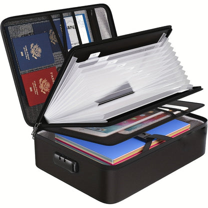 Fireproof File Box with Lock & Zipper Lid – Collapsible Portable Document Safe, Fire Resistant Storage Box for Hanging Letter & Legal Folders, Home & Office Safe Box – Aobteeny