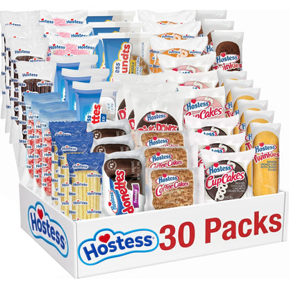 Hostess Cakes Assorted Variety Pack 30 Count – Individually Wrapped Single Serve Mini Pastry Snacks for Travel, Office, Gifting & Lunchboxes, Assortment May Vary