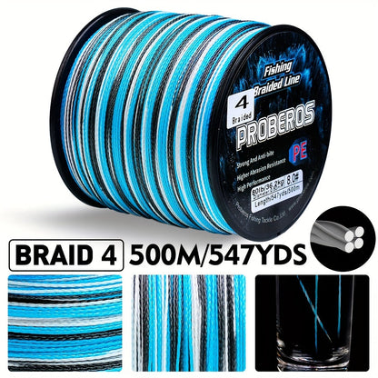 Braided Fishing Line 500M 547 Yards 4 Strand Superline Abrasion Resistant Zero Stretch 6LB-80LB Test Super Strong Multicolor Fishing Line for Saltwater Freshwater