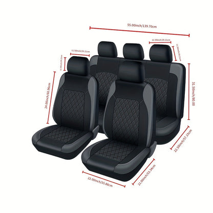Universal Car Seat Covers Full Set Faux Leather – 5-Seat Front & Rear Bench for SUV, Truck, Jeep & BMW, Fits 40/60 & 50/50 Split, Headrest & Seatbelt Compatible, Scratch-Proof