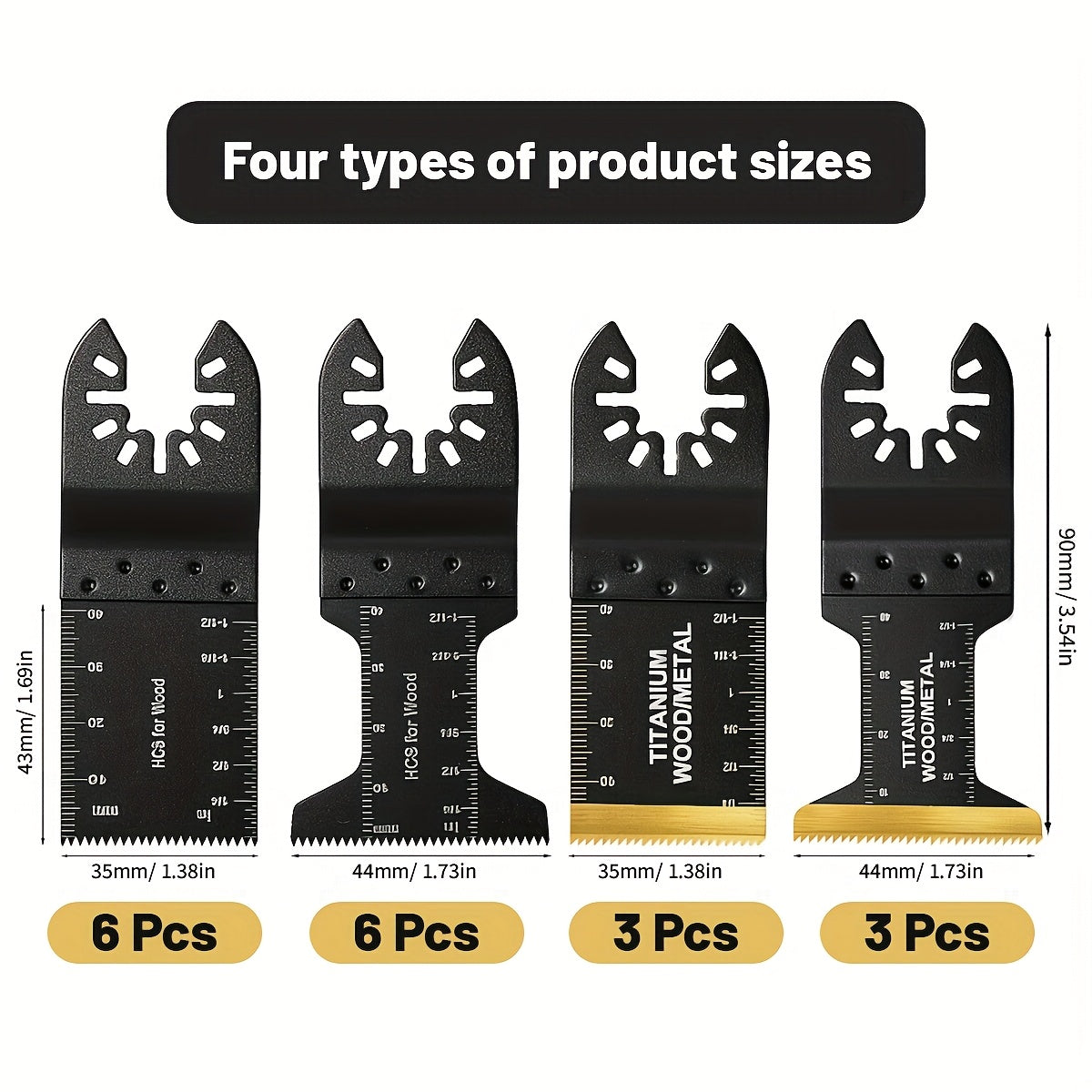 Titanium Oscillating Saw Blades Universal Quick Release Multi Tool Blades Set – 18/28/36/50 Pcs, Cuts Metal, Wood & Plastic, Compatible with Dewalt, Makita, Bosch & More