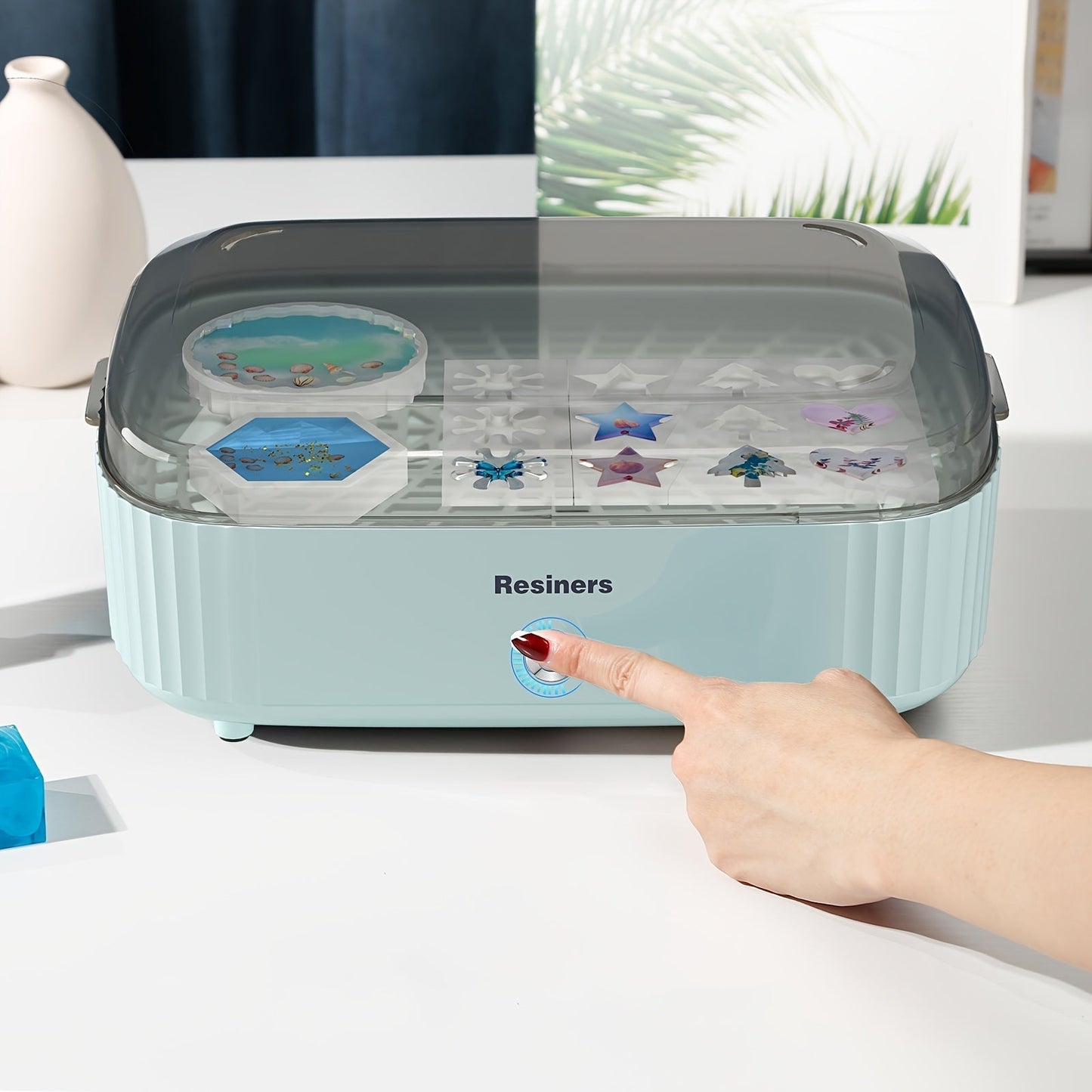 UV Resin Curing Machine with Large Tray & Auto 2-Hour Timer - Air Curing Station for Resin Art, Jewelry Casting & Crafts, Resin Dryer for Beginners & Artists, Mint Green