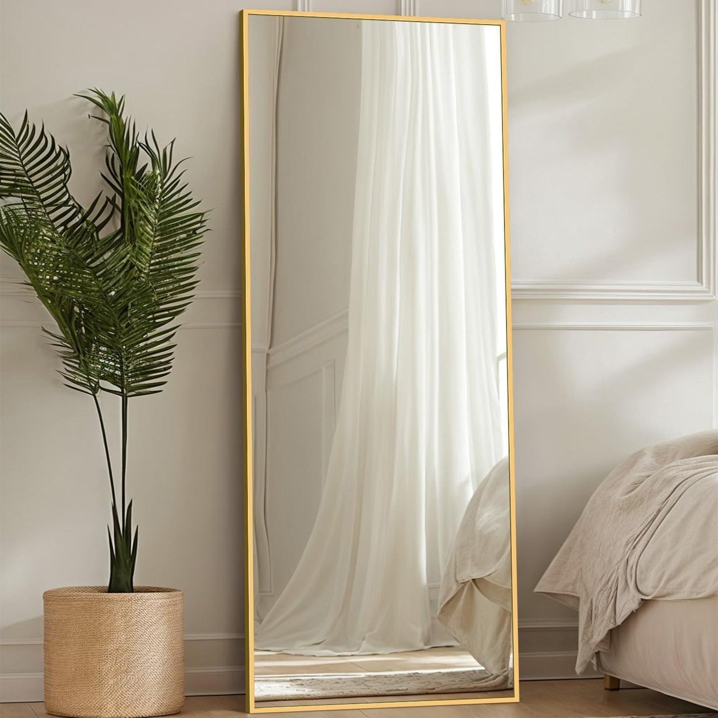 Arched Full Length Floor Mirror Freestanding – Full Body Standing Mirror with Stand for Bedroom, Living Room & Cloakroom, Wall Mountable, Available in 3 Sizes & 2 Colors (Black & Gold)