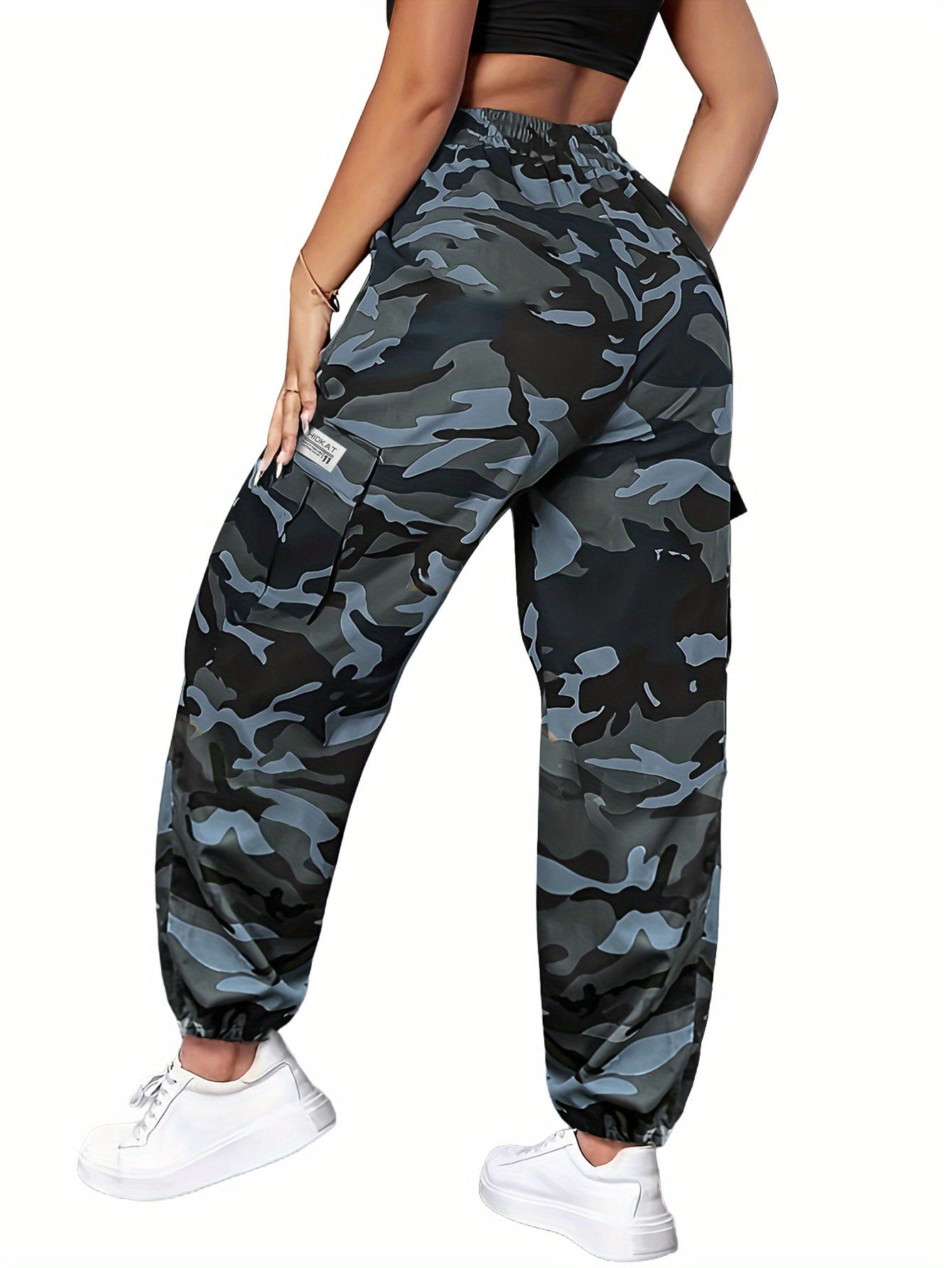 Women's Camo Cargo Pants – Lightweight Breathable Hiking Outdoor Casual Long Pants Multi-Pocket Elastic Waist XS-XXL Camouflage