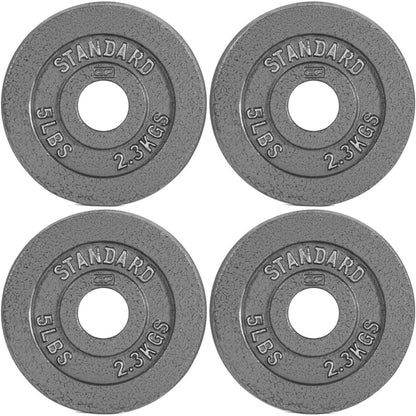 Cast Iron Weight Plates 2-Inch Olympic Solid Baked Enamel for Strength Training Powerlifting Bodybuilding Home Gym Barbell – 2.5 5 10 25 45 100LB CAPHAUS