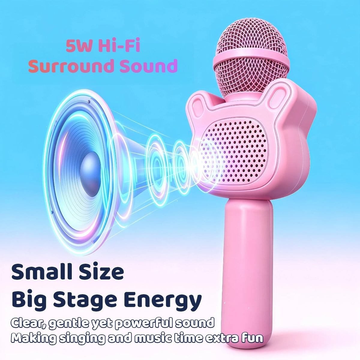 5-in-1 Wireless Karaoke Microphone with Built-In Speaker, LED Lights & Voice Changer – Portable Bluetooth Singing Mic for Parties, Family Gatherings, Travel & Outdoor Fun, 10 Colors