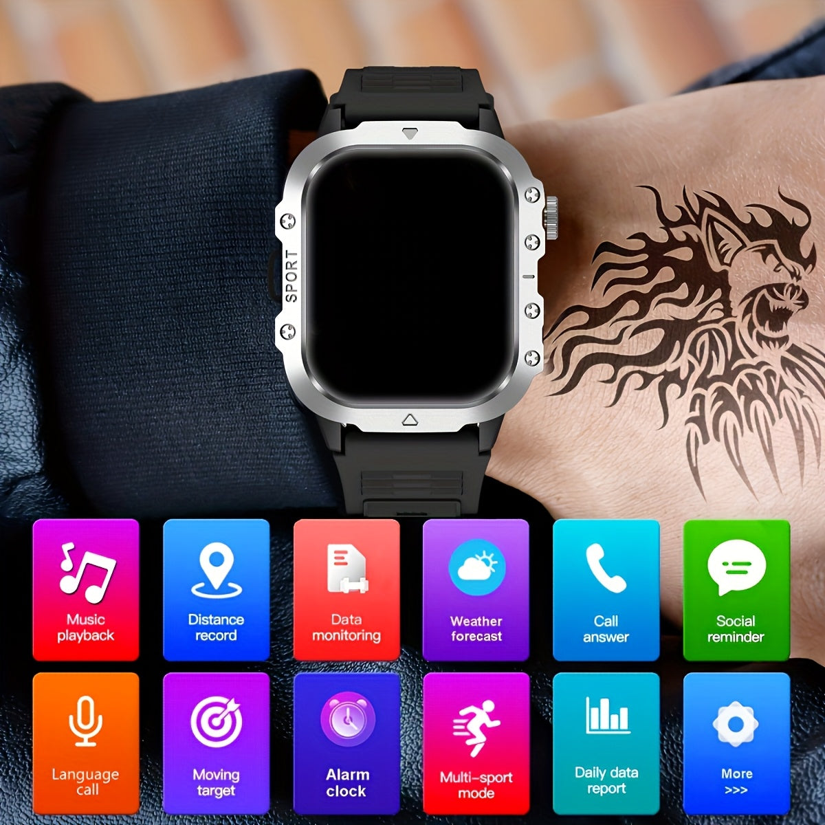 Smart Watch 2.01 Inch Large Screen LED Flashlight Fitness Tracker for Men Women Compatible Android iPhone Outdoor Sports Activity Tracker Heart Rate Monitor Step Counter Sleep Tracker