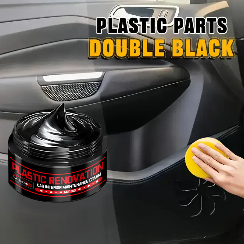 Car Plastic Restorer & Interior Trim Polish – Black Trim Refurbishment Wax, Scratch Repair, Aging Prevention, Tire Shine Paste & Leather Seat Care Cream for All Car Interiors & Exteriors | Velora