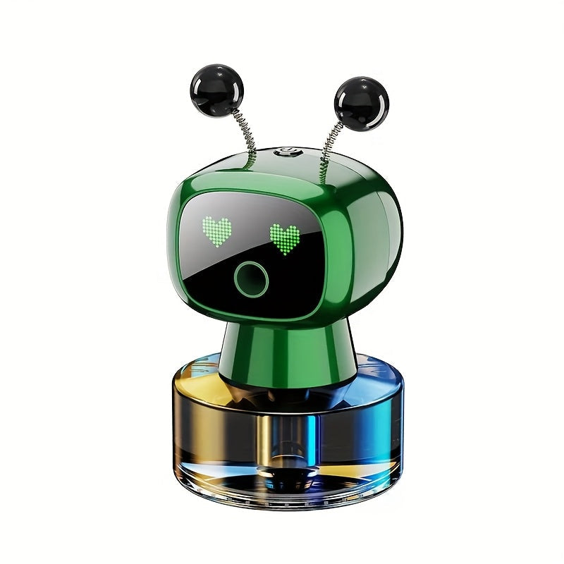 Robot Smart Car Air Freshener USB Rechargeable Auto Spray AI Expression Display 4 Scent Levels – Automatic Fragrance Diffuser Car Decoration Gift Black Blue Red Green
