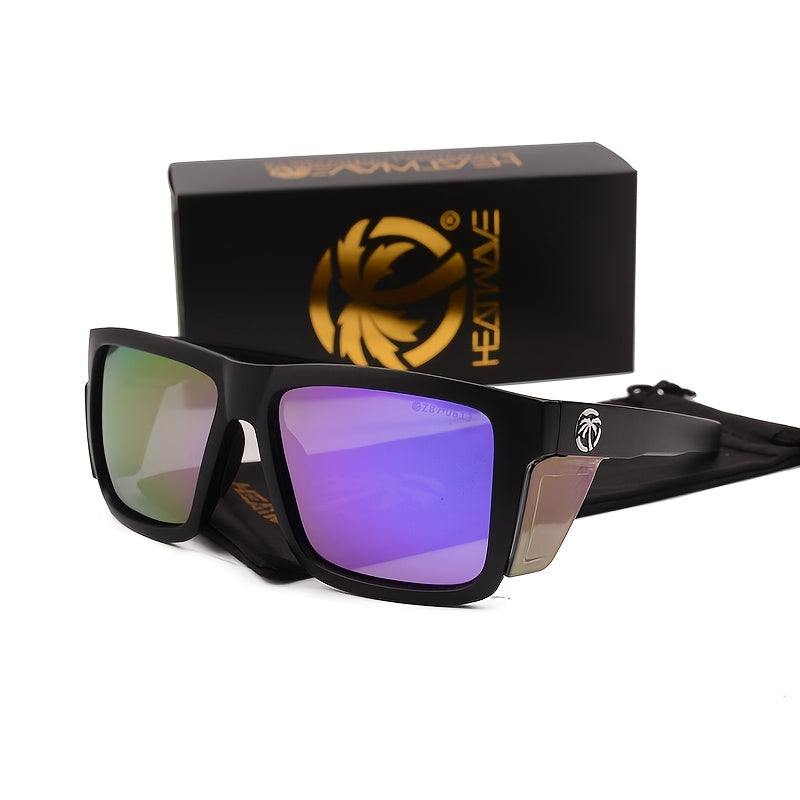 Men's Polarized Square Frame Sunglasses UV400 Photochromic Mirror Lens Full Rim PC Frame Includes Case 10 Colors Outdoor Driving Sport