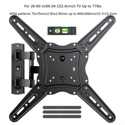 Full Motion TV Wall Mount 37-75 Inch Dual Arm Articulating Swivel Tilt Rotation VESA 600x400mm 132 lbs for OLED LCD LED Flat Curved TVs 24 Inch Extension