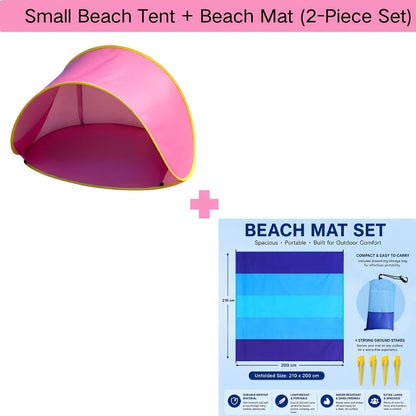 Pop Up Beach Sun Shade Tent Portable – Quick Setup UV Protection Sun Shelter Lightweight Under 50g/m² for Beach Hiking Camping Family Outdoor Travel Sun Umbrella Canopy
