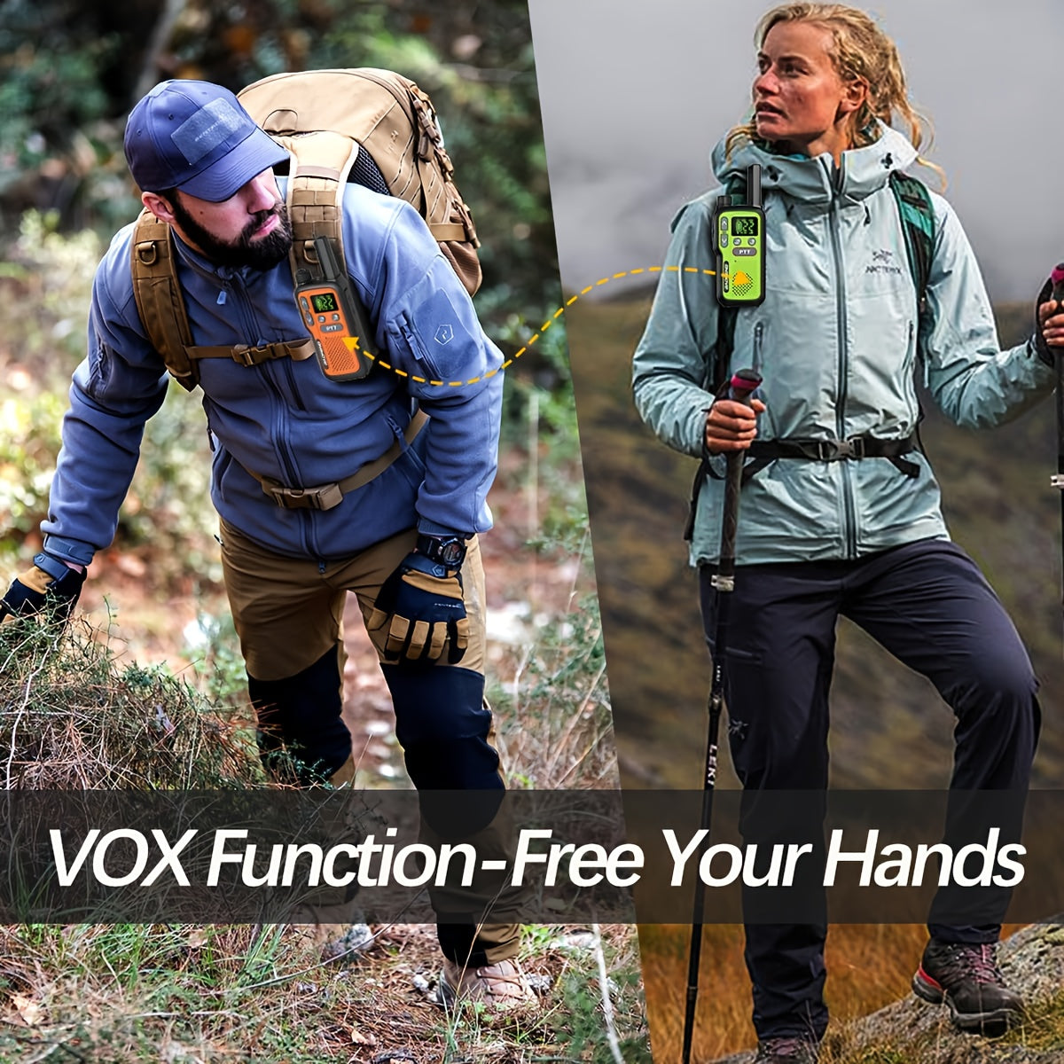 BAOFENG Walkie Talkies for Adults Long Range – 22 FRS Channels, VOX Hands-Free, USB-C Rechargeable Li-ion Battery, LCD Display, Built-in Flashlight, 2-3 Mile Range for Hiking, Camping & Family Outdoor Use