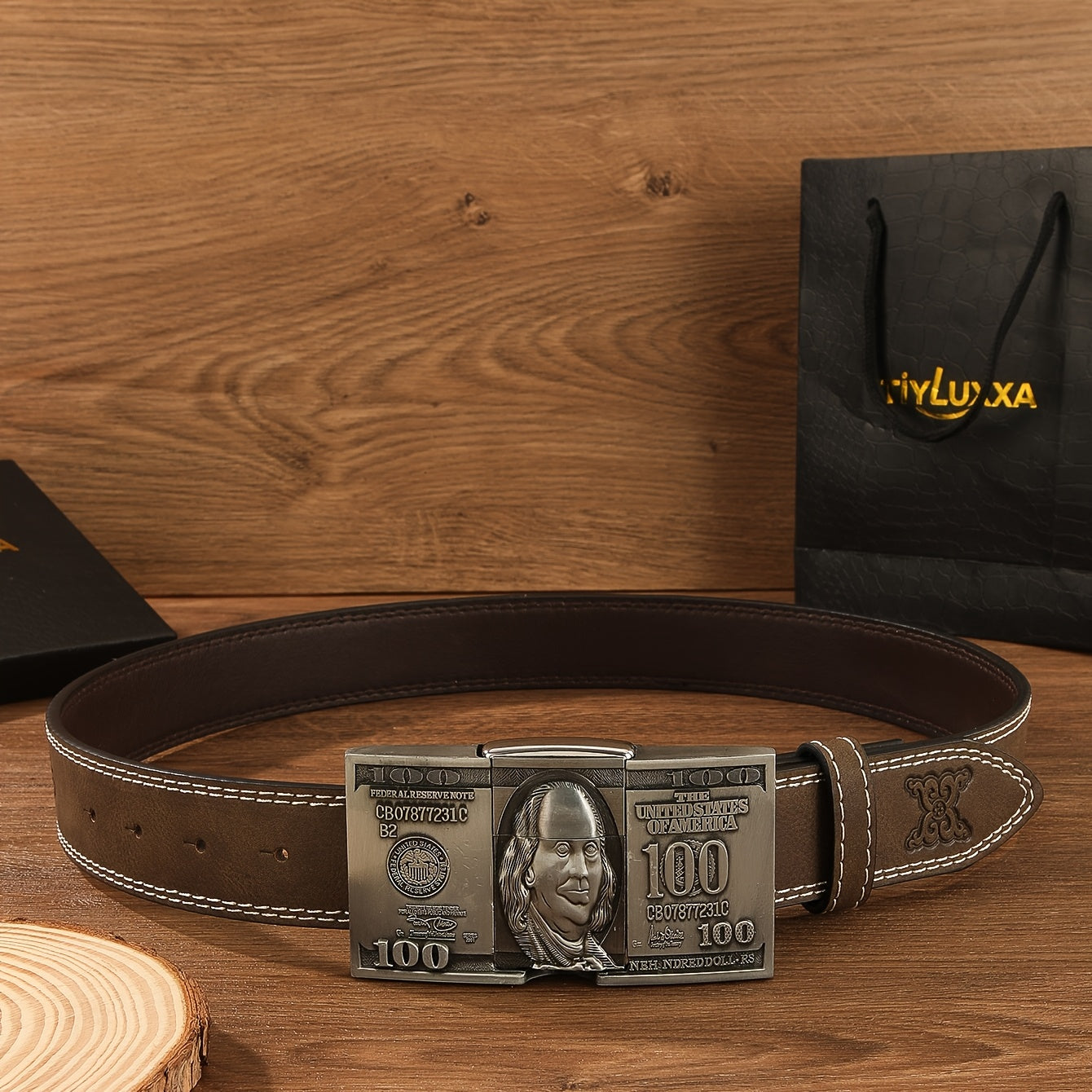 Retro Western Cowboy Belt with Detachable Lighter – Embossed Printed Novelty Accessory Belt in Skull, Eagle, Cross & Native American Designs, Unique Gift for Men for Christmas, Thanksgiving & Valentine's Day