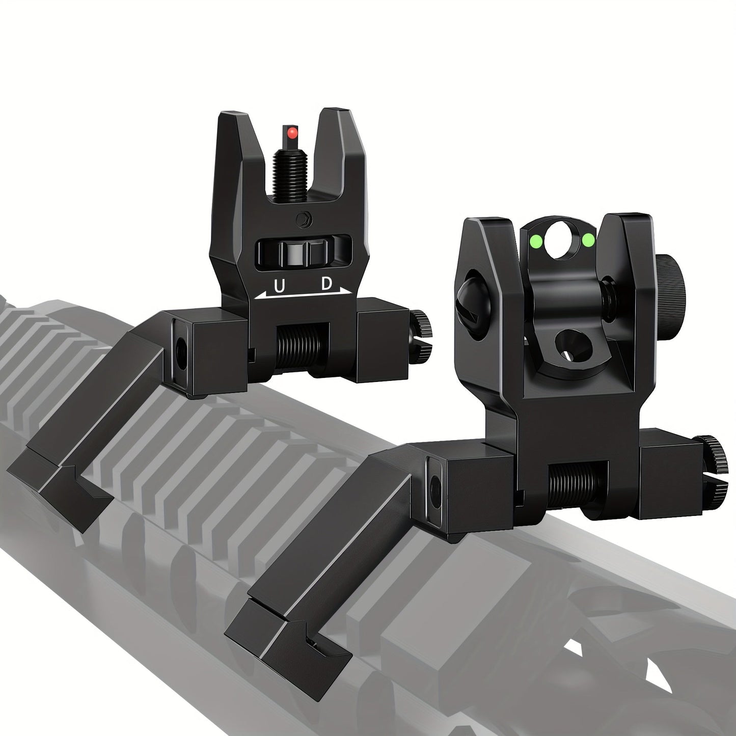 45 Degree Offset Flip Up Iron Sights for AR15 – Fiber Optic Red Green Dots, Tool-Free Adjustable, 20mm Rail Mount, Rapid Transition Backup Canted Sights for Rifle Shooting Outdoors