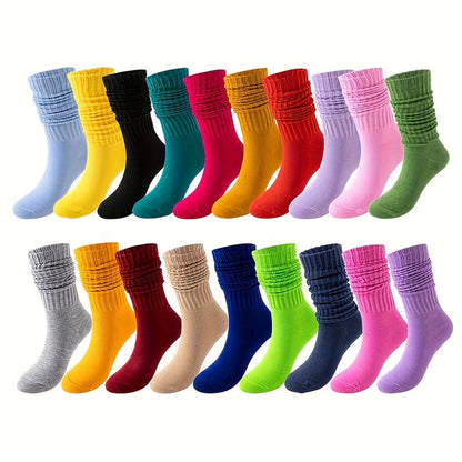 36 Pairs Women's High-Calf Socks, Breathable Quick-Dry Moisture-Wicking Polyester Socks with Soft Cushioned Sole, Pastel & Vibrant Colors for Casual Office Parties – All-Season Cute Sock Gift Set