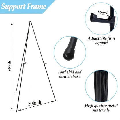 63 Inch Portable Floor Easel Stand Metal Tripod with Carry Bag Wedding Sign Poster Display Quick Assembly Black Gold 1 or 2 Pack