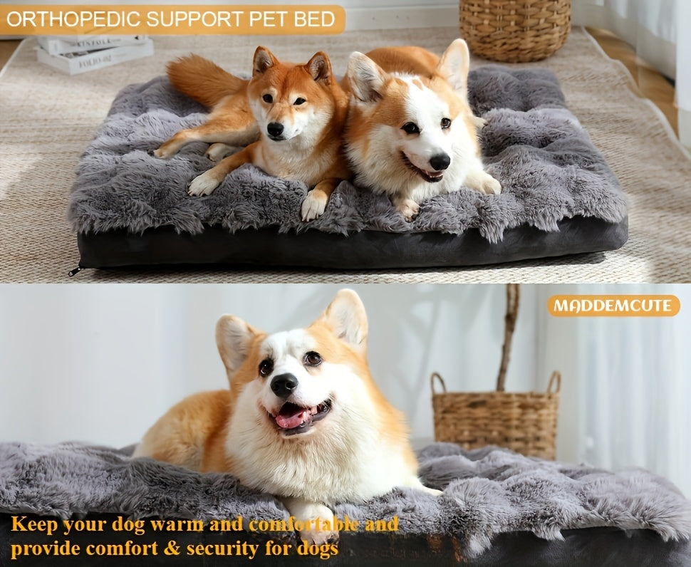 Orthopedic Dog Bed for Large Dogs – Memory Foam Pet Bed with Removable Washable Cover, Anti-Slip Base, Faux Fur, Joint Relief, Heavy Duty, Small Medium XL XXL Sizes