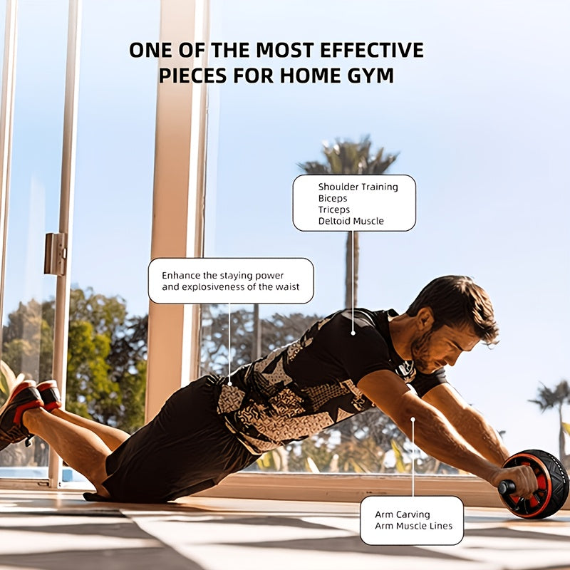 Ab Wheel Roller with Knee Pads – Core Strength Training, Balance & Ab Workout Crunch Machine for Home Gym, Muscle Toning for Arms & Abs, Stainless Steel & PP Options, Great Fitness Gift