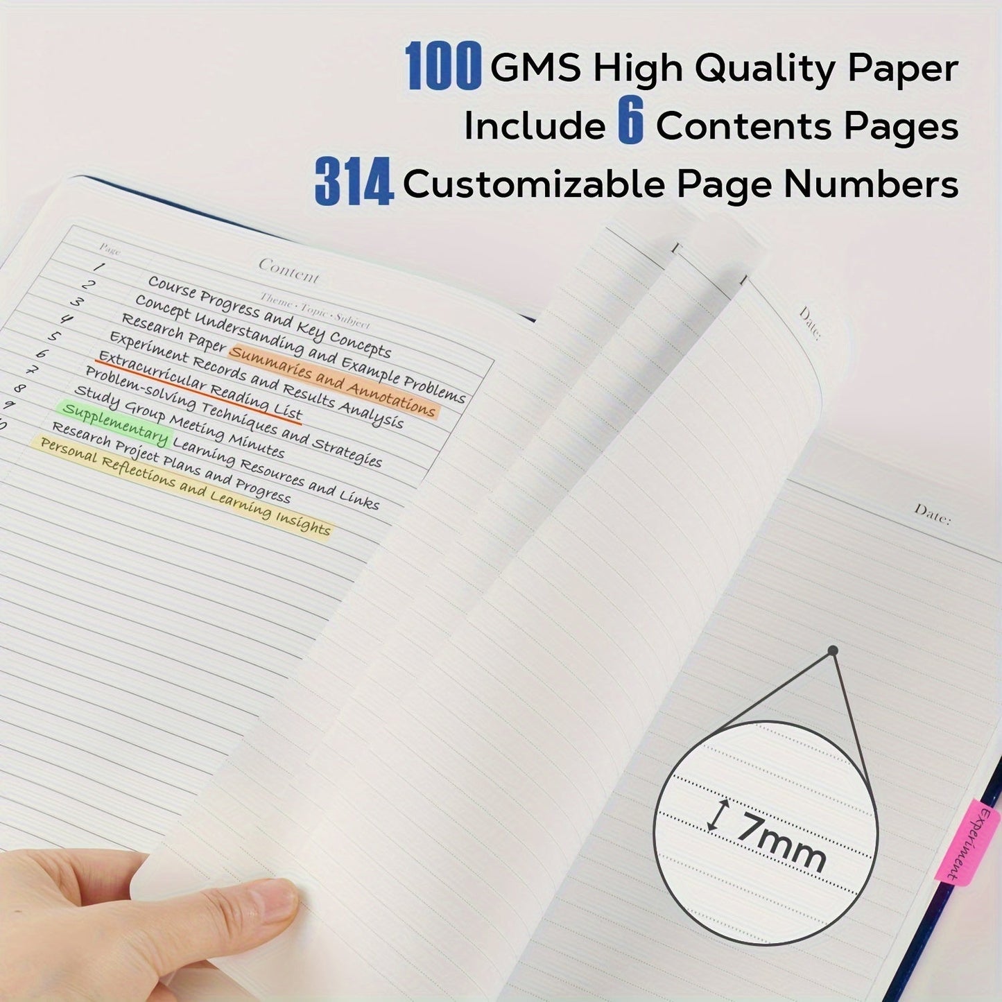 A4 Hardcover Notebook 320 Pages – Large College Ruled Leather Journal for Women Men, 100GSM Thick Paper 8.5x11 Lined Notebook for Work School Study Writing Business, 6 Colors