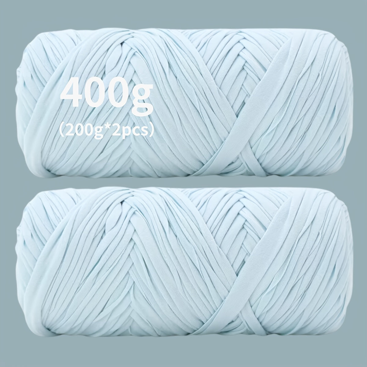 T-Shirt Fabric Yarn 400g (2 x 200g) Chunky Cotton Blend in 49 Colors – Soft Thick Yarn for Crochet Baskets, Bags, Rugs, Macrame & Knitting Projects – Beginner-Friendly Craft Yarn