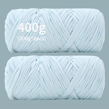 T-Shirt Fabric Yarn 400g (2 x 200g) Chunky Cotton Blend in 49 Colors – Soft Thick Yarn for Crochet Baskets, Bags, Rugs, Macrame & Knitting Projects – Beginner-Friendly Craft Yarn
