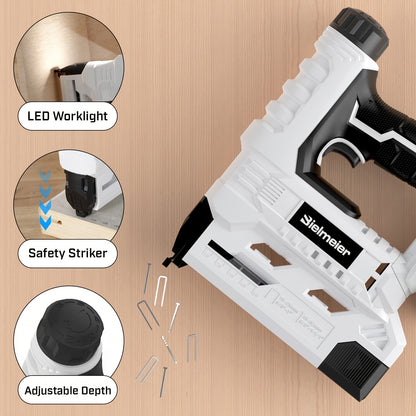 Cordless 2-in-1 Brad Nailer & Stapler Gun 20V – No Compressor Needed, Battery & Charger Included, Safety Guard, 1600/2000 Nails & Staples for Carpentry, Upholstery & DIY