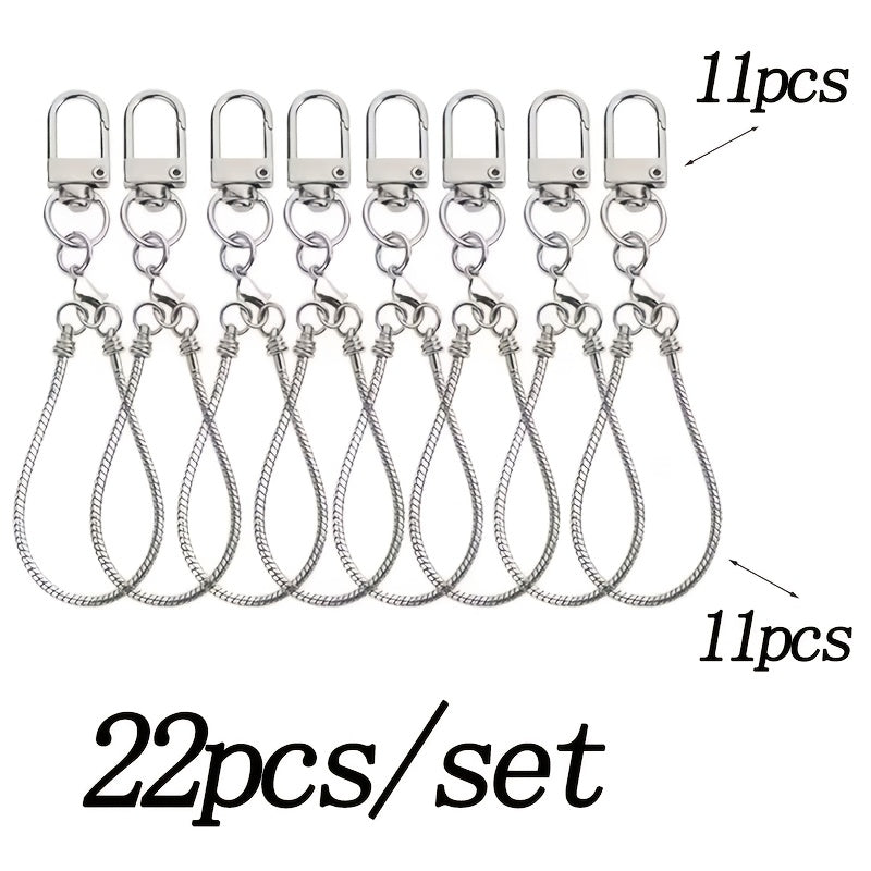 Blank Beadable Keychains Set DIY 22 or 48pcs Creative Keyrings for Handmade Bag Pendant Cup Phone Chain Wedding Party Birthday Gift for Her Him Gold Silver