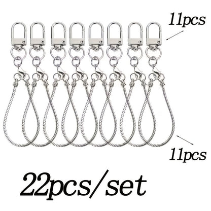 Blank Beadable Keychains Set DIY 22 or 48pcs Creative Keyrings for Handmade Bag Pendant Cup Phone Chain Wedding Party Birthday Gift for Her Him Gold Silver