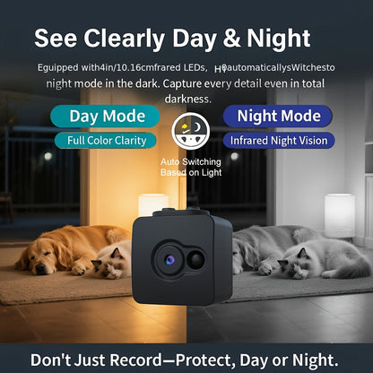 Mini Hidden Security Camera No WiFi Needed – 32GB SD Card Support, Continuous Loop Recording, Rechargeable Battery, Plug & Play – Home Security, Baby Monitor, Pet Camera, Office Surveillance