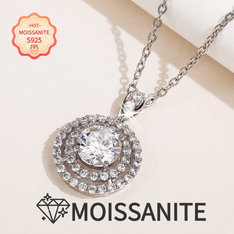 5 Carat Moissanite Pendant Necklace S925 Sterling Silver Minimalist Diamond Alternative Promise Necklace Luxury Elegant Jewelry for Women Wedding Holiday Gift