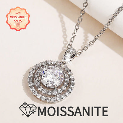 5 Carat Moissanite Pendant Necklace S925 Sterling Silver Minimalist Diamond Alternative Promise Necklace Luxury Elegant Jewelry for Women Wedding Holiday Gift