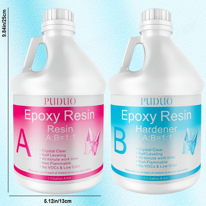 Ultra Clear Epoxy Resin Kit 2 Part Bubble-Free Yellowing-Resistant Self-Leveling for Countertops River Tables Casting Coating DIY Crafts - 32oz 72oz Fast Cure 1 Gallon with Pump