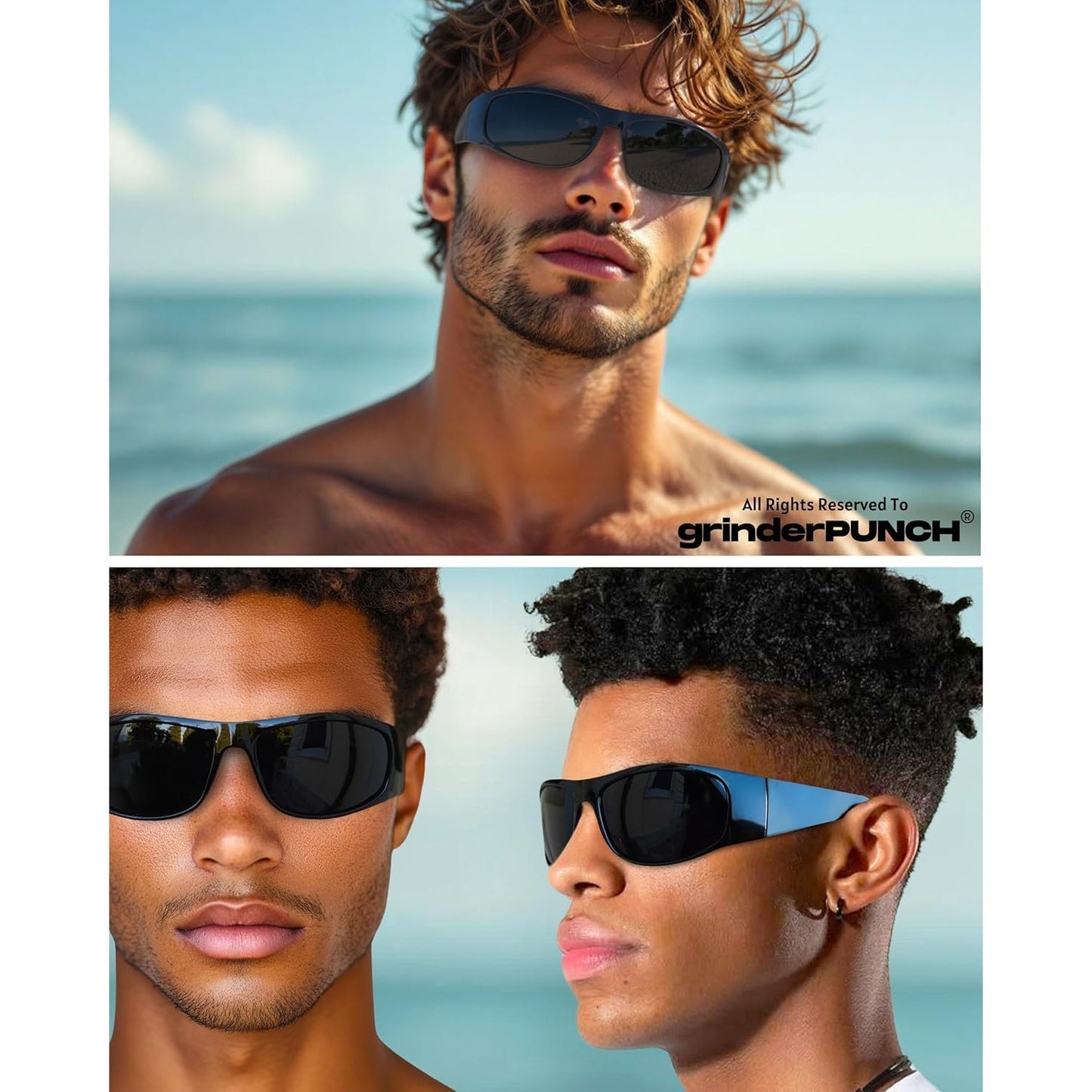 Super Dark Polarized Wrap Around Sunglasses for Men & Women – UV400 Protection, Lightweight Sport Eyewear, Glossy & Matte Frame, Black Blue Yellow Lens, Driving Cycling Fishing Hiking Outdoor