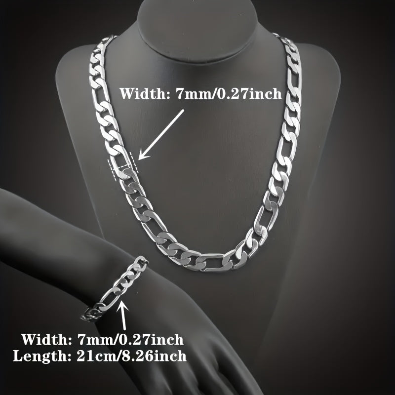 Stainless Steel Cuban Chain Necklace & Bracelet Set 2pcs – Y2K Retro Fashion Unisex Jewelry for Men & Women, 304L Tarnish-Resistant Cuban Link Chain, Available in 18–30 Inch Sizes