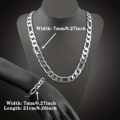 Stainless Steel Cuban Chain Necklace & Bracelet Set 2pcs – Y2K Retro Fashion Unisex Jewelry for Men & Women, 304L Tarnish-Resistant Cuban Link Chain, Available in 18–30 Inch Sizes