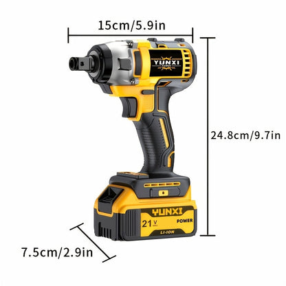 21V Brushless Cordless Impact Wrench & Drill Set – 4000mAh Li-ion Battery, Toolbox, Charger & Socket Accessories for Automotive, Home & Industrial Use