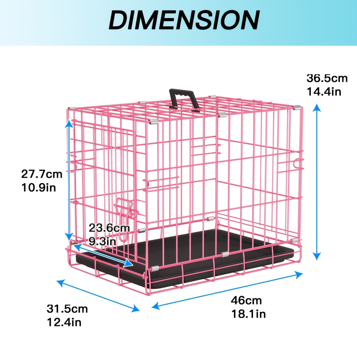 Foldable Metal Wire Dog Crate for Small Dogs & Rabbits – Adjustable Divider Panel, Leak-Proof Plastic Pan, Indoor Outdoor Pet Kennel for Chihuahuas Toy Breeds Small Animals, Multiple Sizes