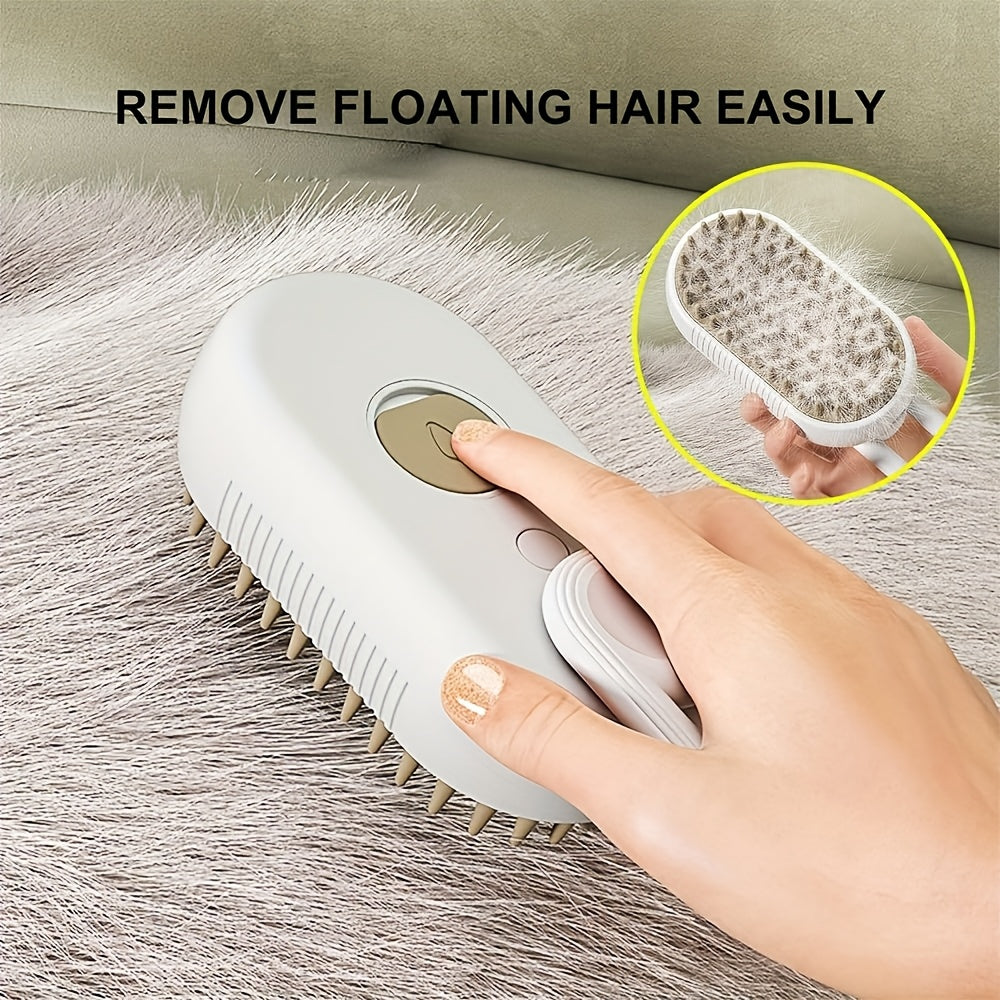 3-in-1 Self-Cleaning Pet Grooming Brush with Steam Spray & Shedding Control for Cats & Dogs USB Rechargeable Silicone Rubber Bristles – 2026 New Model